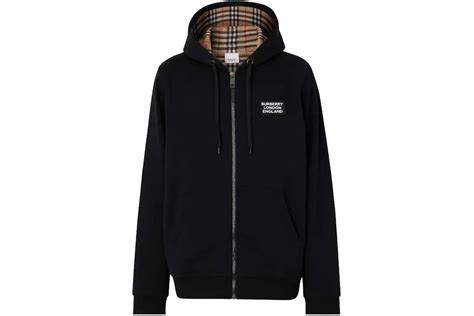 Cotton Blend Zip Hoodie in Black 